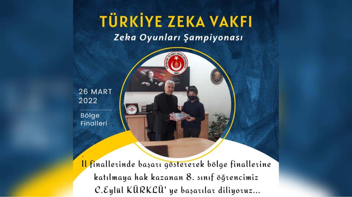 Öğrencimiz Türkiye Zeka Vakfı Bölge Finallerinde